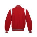 Red Letterman Jacket With White Shoulder Inserts - Image 3