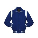 Blue Letterman Jacket With White Shoulder Inserts - Image 3