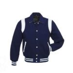 Royal Blue Letterman Jacket With White Shoulder Inserts