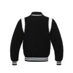 Black Letterman Jacket With White Shoulder Inserts - Image 2