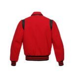 Red Letterman Jacket With Black Shoulder Inserts - Image 3