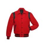 Red Letterman Jacket With Black Shoulder Inserts