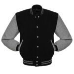 Black & Gray All Wool Varsity Jacket - Image 2