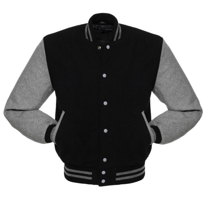 3MKgq21bwleWzHX1gbtZYLzpCwIzJHEbL7dsCD2D Black & Gray All Wool Varsity Jacket - Image 2