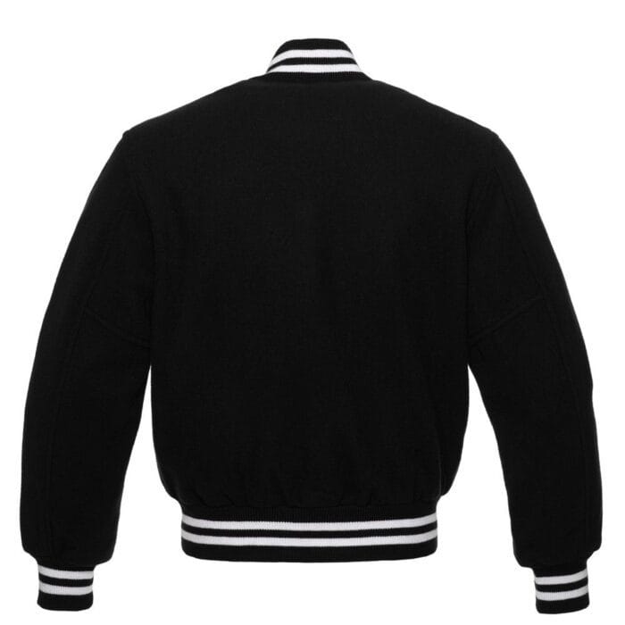 Black All Wool Letterman Varsity Jacket - Image 3