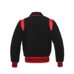 Black Letterman Jacket With Red Shoulder Inserts - Image 2