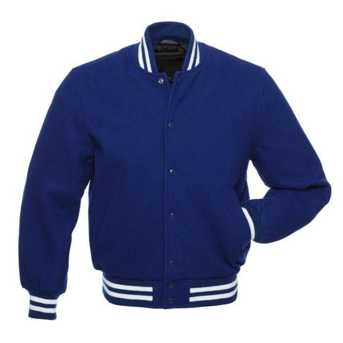 APgs4keDjuivKASWjN0RviprVrRbr7Dfcbob6KpW Royal Blue All Wool Letterman Varsity Jacket - Image 1