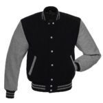 Black & Gray All Wool Varsity Jacket
