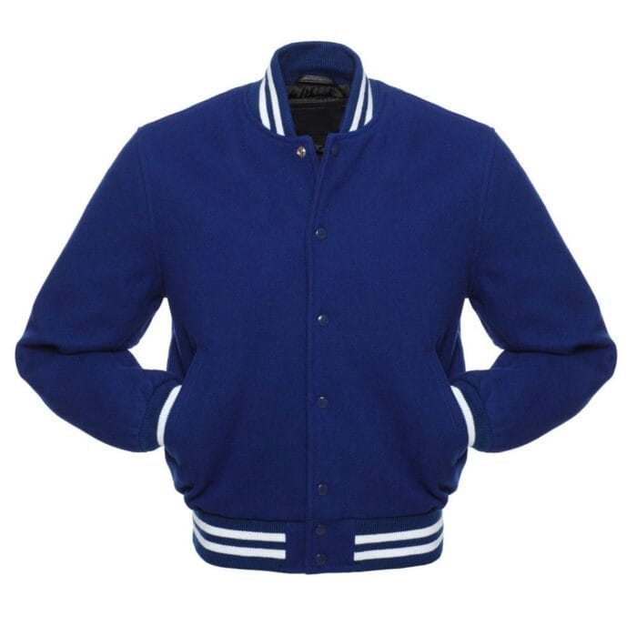 Royal Blue All Wool Letterman Varsity Jacket - Image 2