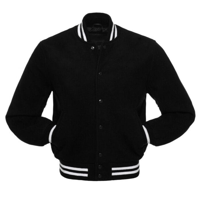 Black All Wool Letterman Varsity Jacket - Image 2