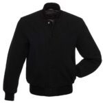Solid Black All Wool Letterman Varsity Jacket