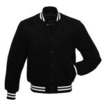 Black All Wool Letterman Varsity Jacket