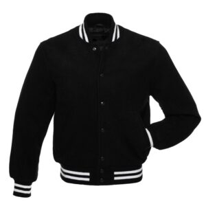 wool letterman jacket black