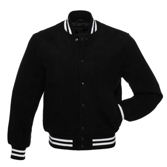 x4HlcbJnweRtbabs8IgtXG37KRrP7jkGyE7rSMBt Black All Wool Letterman Varsity Jacket - Image 1