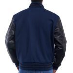Royal Blue Letterman Varsity Jacket With Black Leather Sleeves - Image 3