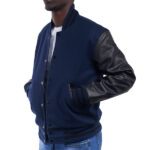 Royal Blue Letterman Varsity Jacket With Black Leather Sleeves - Image 2