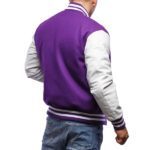 Purple Wool Letterman Jacket With White Leather Sleeves - Image 2