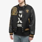 RHUDE X Lamborghini Black Varsity Jacket Leather Sleeves - Image 5