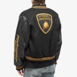 RHUDE X Lamborghini Black Varsity Jacket Leather Sleeves - Image 4
