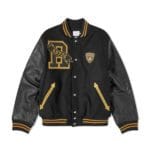 RHUDE X Lamborghini Black Varsity Jacket Leather Sleeves