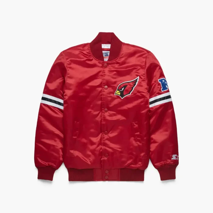 HOMAGE-X-Starter-Cardinals-Gridiron-Jacket-01210881162-red-flat_x1000.jpg St. Louis Cardinals Satin Bomber Jacket - Image 1