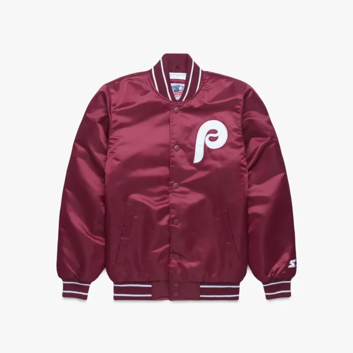 HOMAGE-X-Starter-Phillies-Satin-Jacket-01211584625-wine-flat (1) Phillies Satin Bomber Jacket - Image 1