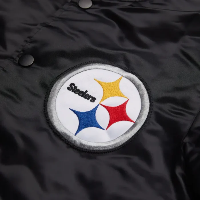Pittsburgh Steelers Satin Varsity Bomber Jacket - Image 3