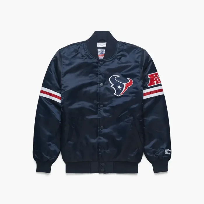 HOMAGE-X-Starter-Texans-Gridiron-Jacket-01210883865-navy-flat_x1000.jpg (1) Houston Texans Satin Varsity Bomber Jacket - Image 1