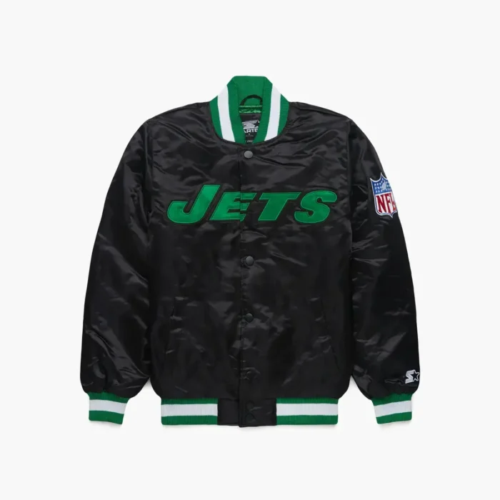 New York Jets Satin Bomber Jacket - Image 1