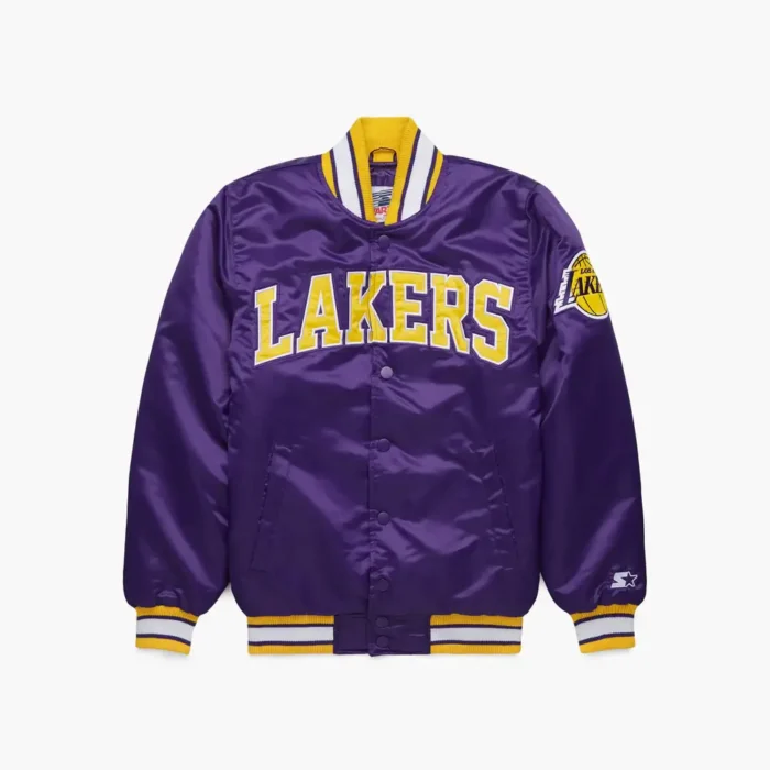 HOMAGE-x-Starter-Lakers-Satin-Jacket-01211442166-Purple-flat_x1000.jpg LA Lakers Satin Bomber Jacket - Image 1