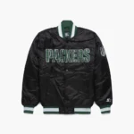 Packers Black Satin Bomber Jacket