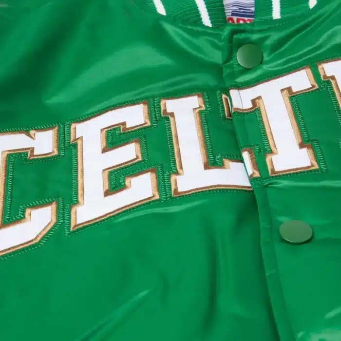 Boston Celtics Satin Bomber Jacket - Image 3