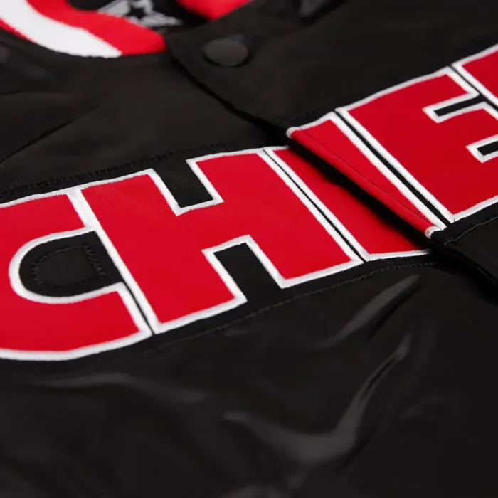 HOMAGExStarterChiefsBlackoutSatinJacket-01211441056-Black-alt-3_x1000.jpg Kansas City Chiefs Black Satin Bomber Jacket - Image 2