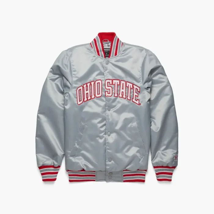 Ohio-State-Gameday-Jacket-01210057401-grey-flat_x1000.jpg Ohio State Buckeyes Satin Bomber Jacket - Image 1