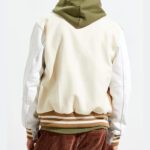 Colorblock Bear Varsity Jacket Leather Sleeves - Image 4