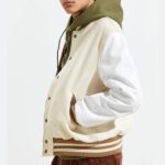 Colorblock Bear Varsity Jacket Leather Sleeves - Image 2