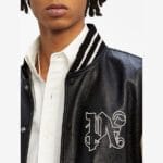 Palm Angels Leather Varsity Bomber Jacket - Image 4