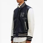 Palm Angels Leather Varsity Bomber Jacket - Image 2