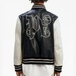 Palm Angels Leather Varsity Bomber Jacket - Image 3
