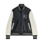 Palm Angels Leather Varsity Bomber Jacket - Image 5