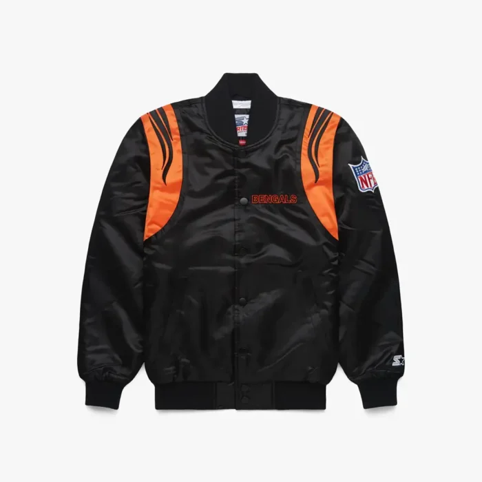 Bengals Black Satin Bomber Jacket - Image 1
