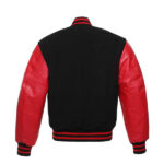 Red And Black Varsity Jacket With Leather Sleeves - Image 3
