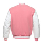 Pink Letterman Jacket With White Leather Sleeves - Image 2